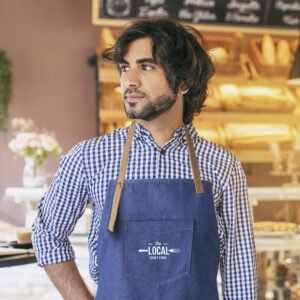 Avental jeans personalizado com logotipo 3