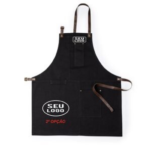 Avental personalizado com logotipo preto