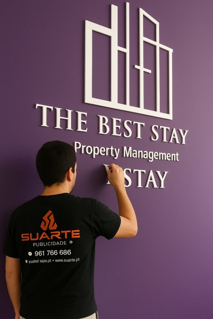 contacto letras 3D instalação logos 3d